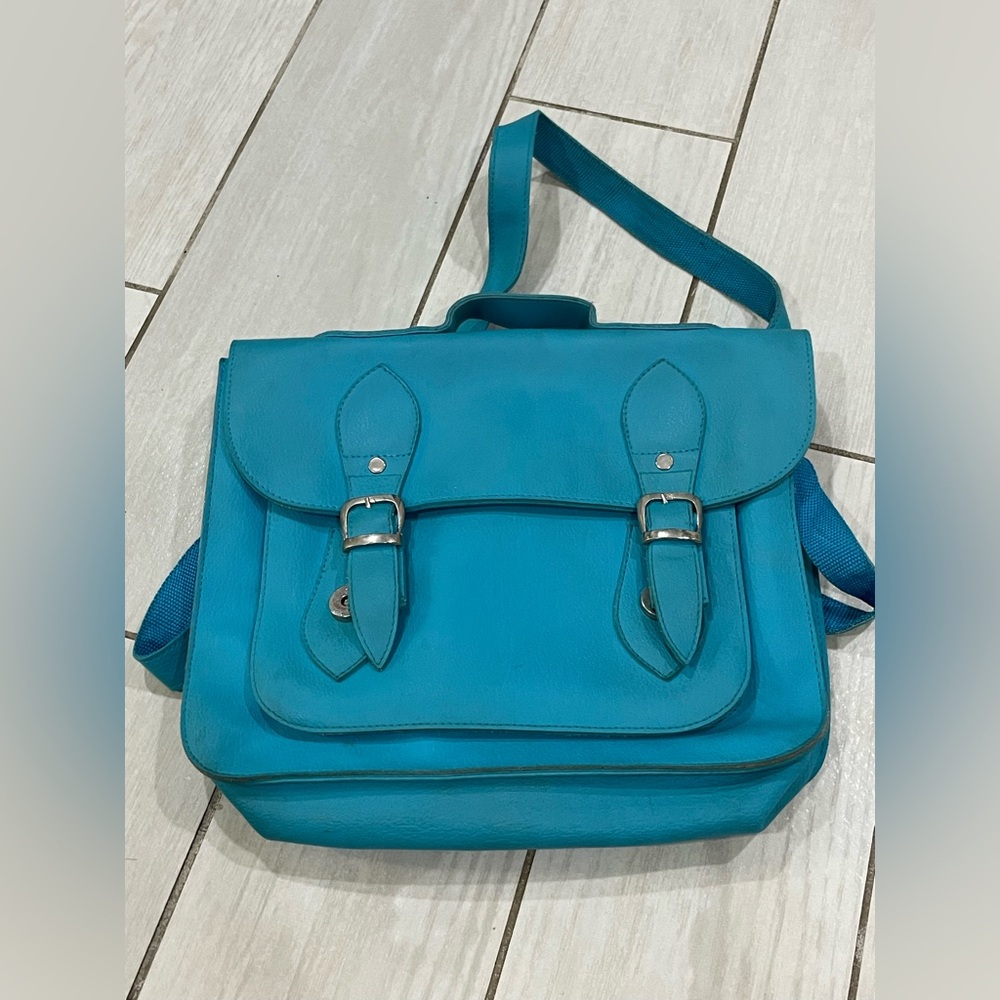 Blue Dual Pocket Messenger Bag